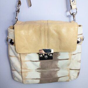 BE & D Tudor Small Shoulder Handbag Soft Leather Beige Cream Studded FLAWS
